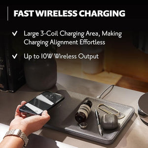 Courant Italian Leather Wireless Charging Station and Valet Tray
